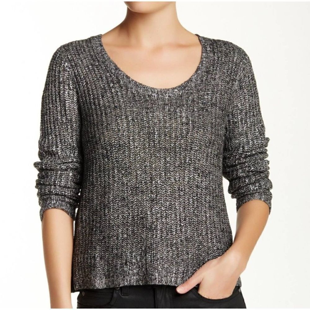 Eileen Fisher Shimmer Karma Knit Sweater Size Small Ash Grey Linen Blend